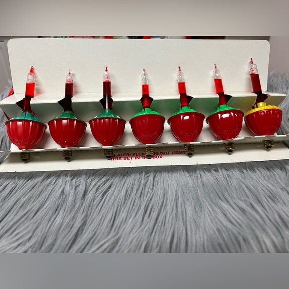 Bubble Lights Christmas Boxed Set Vintage 7 Red Beacon no clips - Picture 3 of 8